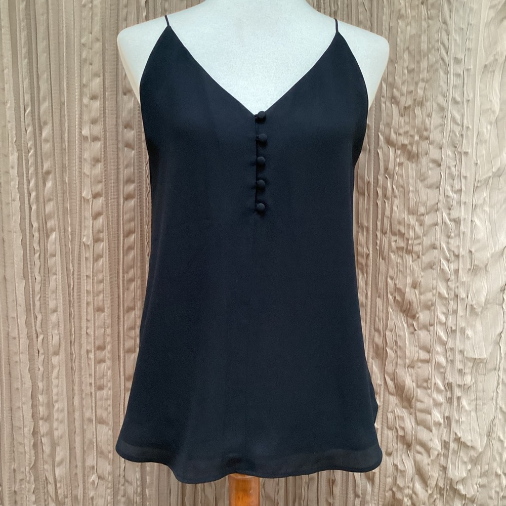 LOFT Black Camisole with Button Detail,V neck, spaghetti straps, fully lined, MP